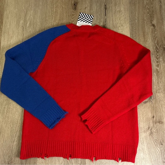Free People x Sandrine Rose Wool / Cashmere Red & Blue Sweater NWT - Picture 7 of 10